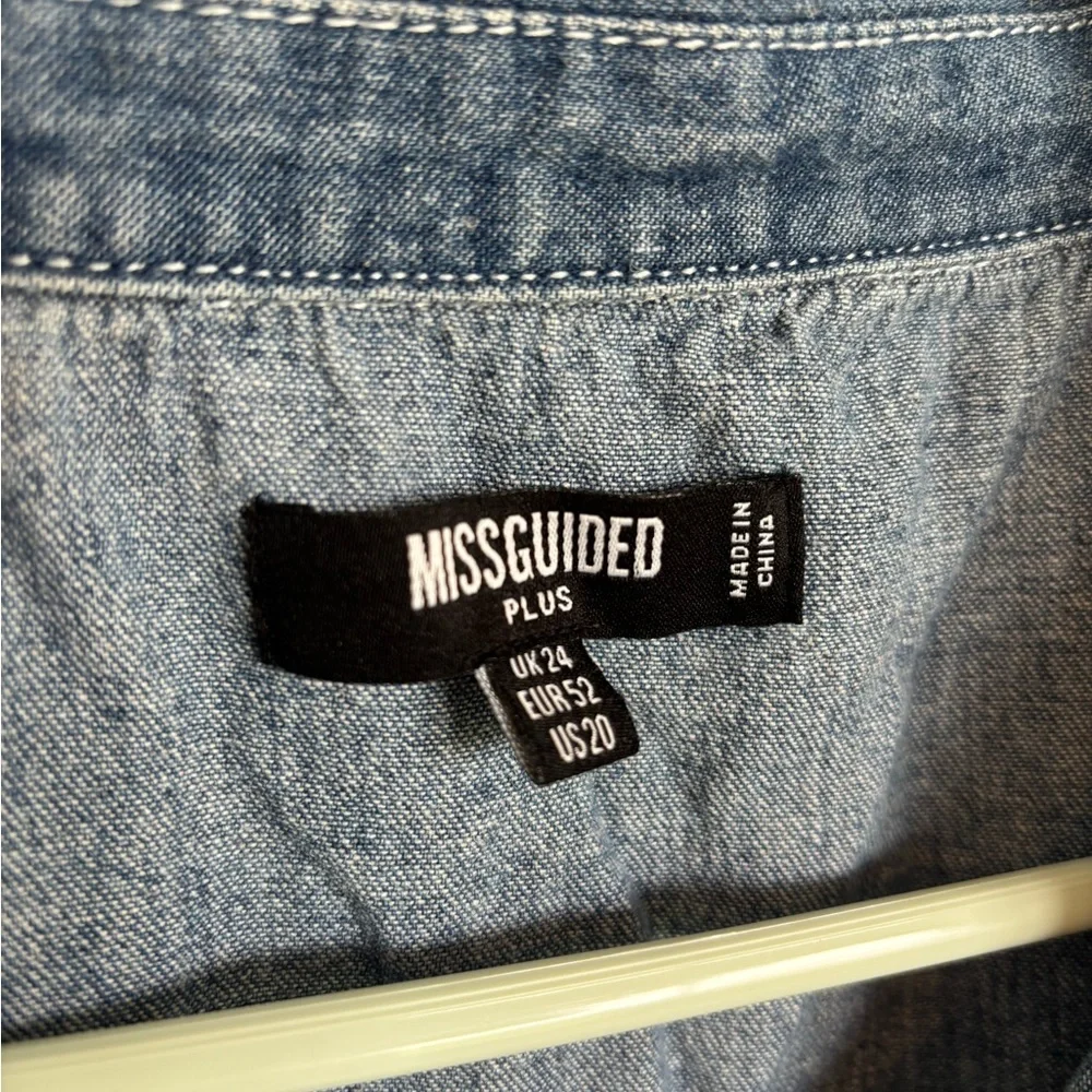 Missguided Denim Smock Dress Tiered Hem Blue - Picture 4 of 5